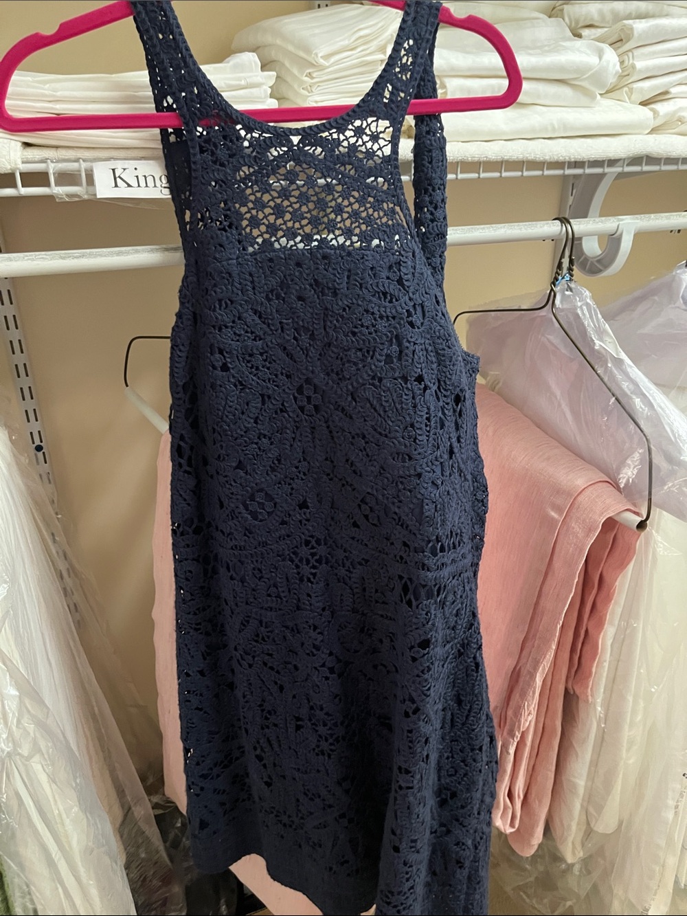 Lilly Pulitzer Navy Crochet Racerback Mini Dress